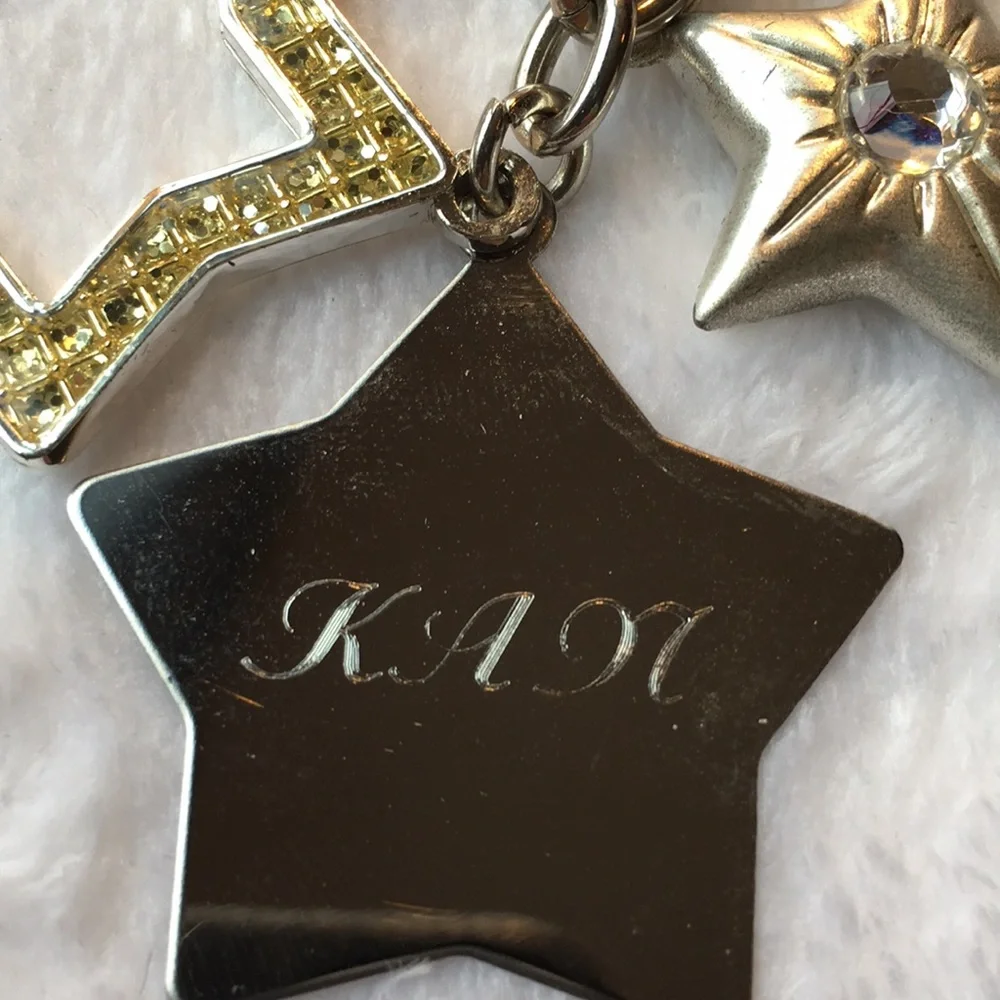 Things Remembered Custom Engravers star silver tone keychain initials KAN.